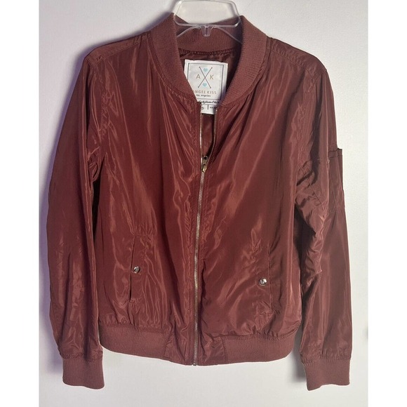 ANGEL KISS Los Angeles ROSE PINK SATIN BOMBER JACKET Size Large 100% POLYESTER - Picture 1 of 10